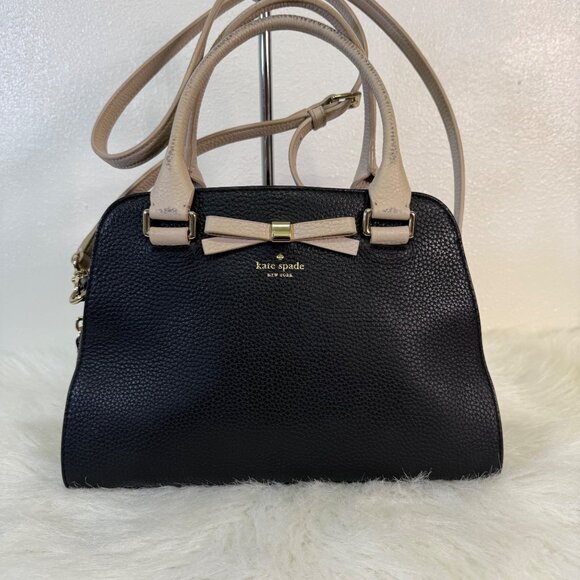 Kate Spade Sawyer Henderson Street Black Satchel Pumise Leather CrossbodyBag Bow - Picture 16 of 16